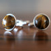 tigers eye cufflinks in silver