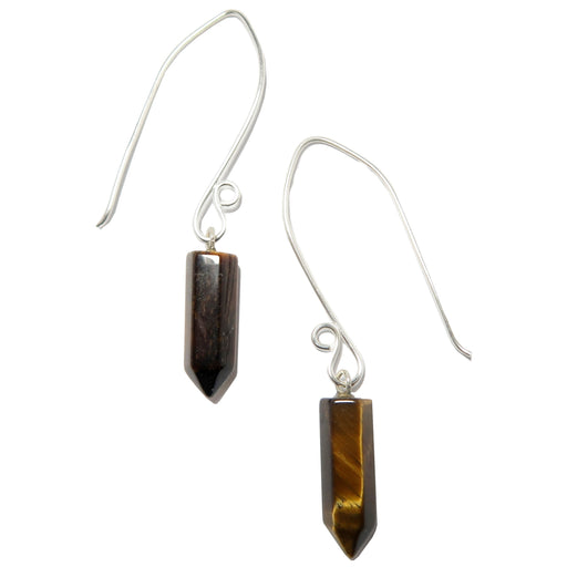tigers eye point fine silver earrings