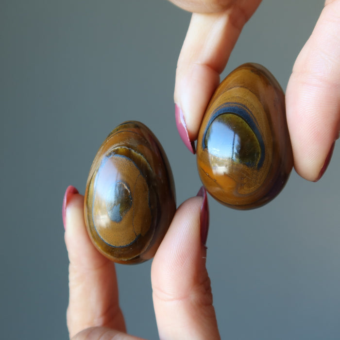 both hands finger tips holding two eggs