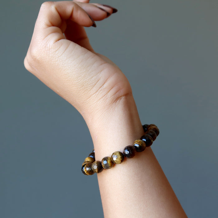 faceted golden tigers eye bracelet