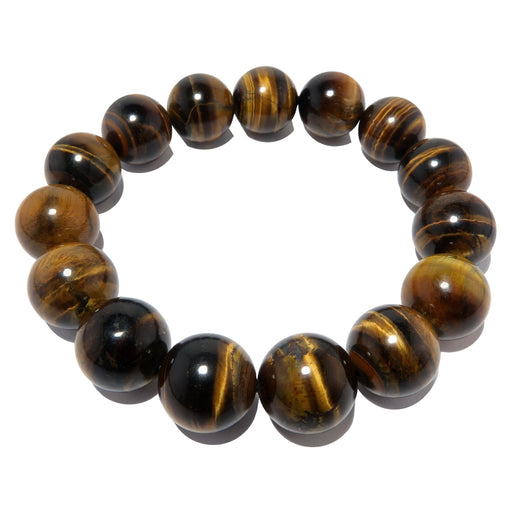 big bead golden brown tigers eye round stretch bracelet