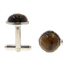 brown tigers eye crystal in silver cufflinks