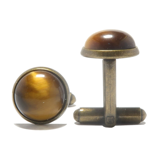 golden brown tigers eye in antique bronze cufflinks