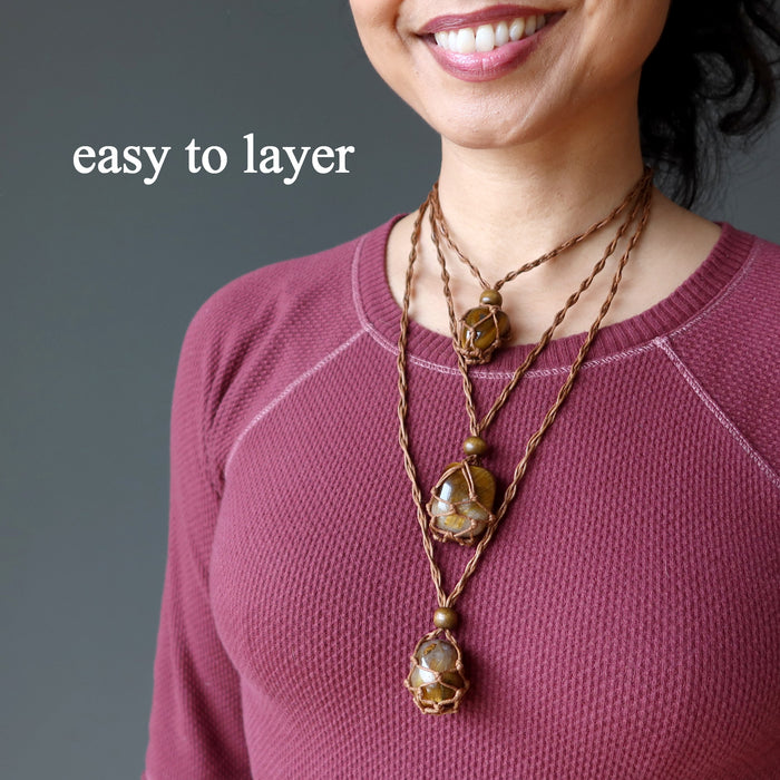 tigers eye macrame necklaces
