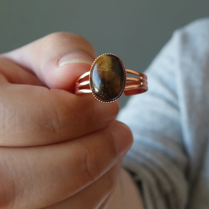 tigers eye copper ring
