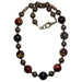 golden, blue and red tigers eye on antiqued beaded necklace