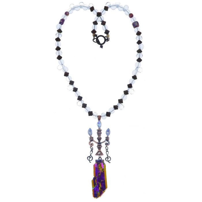 Aura Quartz Necklace Candle Flame Rainbow Titanium