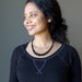 sheila of satin crystals wearing gradual Black Tourmaline round bead Necklace 