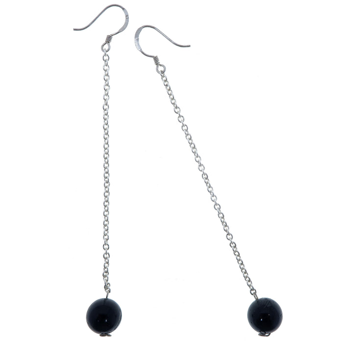 black tourmaline sterling silver earrings