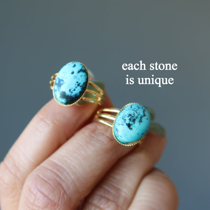 Turquoise Ring Eye of Spirit Gold Adjustable
