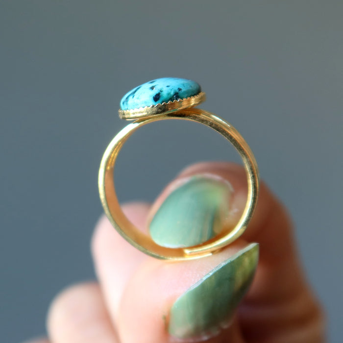 Turquoise Ring Eye of Spirit Gold Adjustable