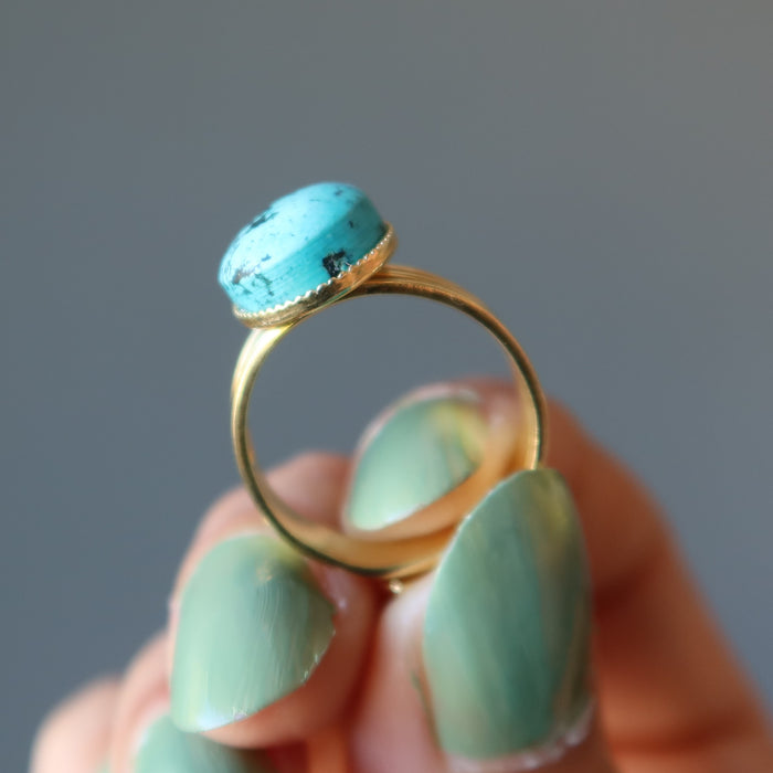 Turquoise Ring Eye of Spirit Gold Adjustable