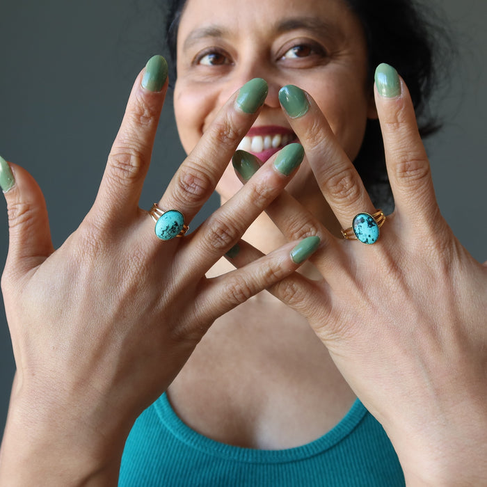 Turquoise Ring Eye of Spirit Gold Adjustable