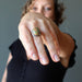 female model wearing Adjustable Sterling Silver Unakite Ring 